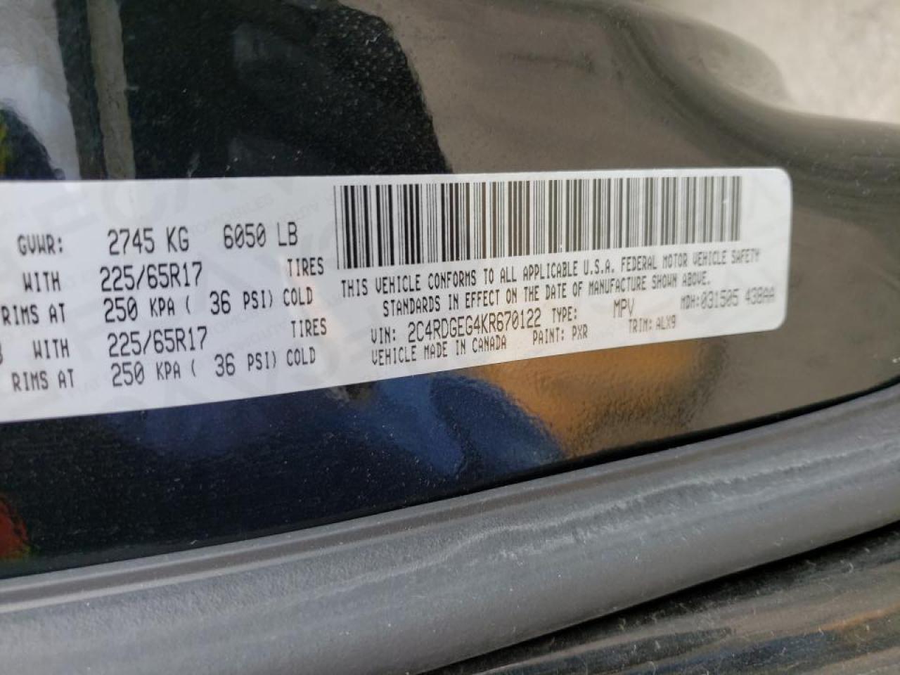 Zdjęcie 10 z aukcji – 2019 DODGE GRAND CARA z VIN 2C4RDGEG4KR670122