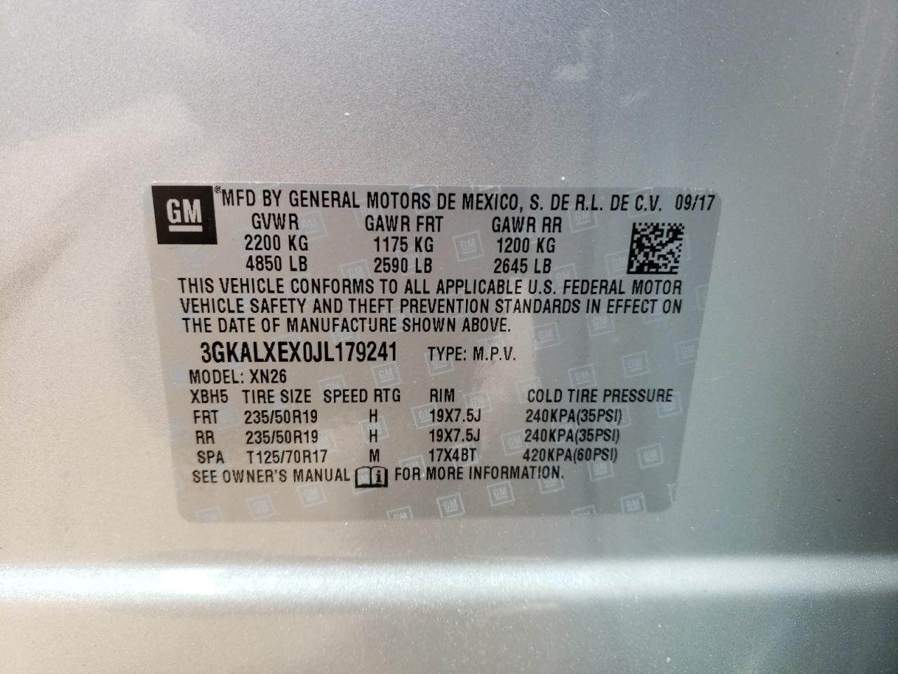 Photo 10 from auction – 2018 GMC TERRAIN DE with VIN 3GKALXEX0JL179241