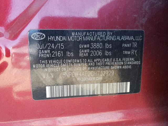Photo 10 from auction – 2016 HYUNDAI ELANTRA SE with VIN 5NPDH4AE2GH732929