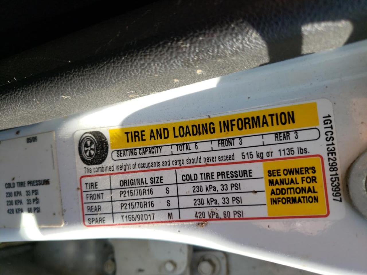 Photo 10 from auction – 2009 GMC CANYON with VIN 1GTCS13E298153997