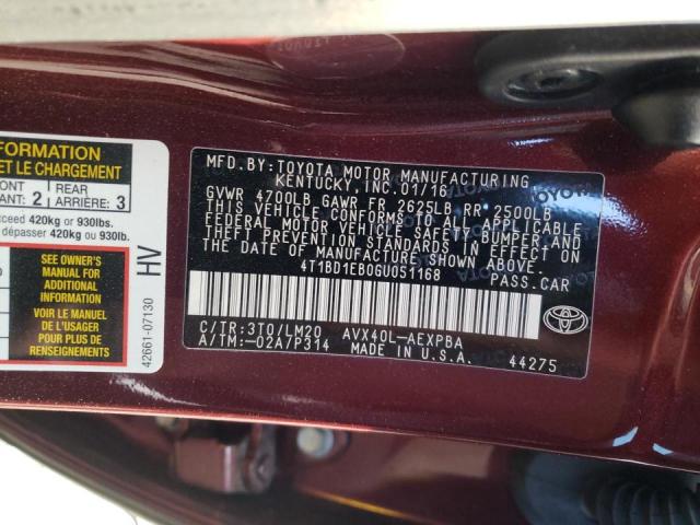 Photo 10 from auction – 2016 TOYOTA AVALON HYB with VIN 4T1BD1EB0GU051168