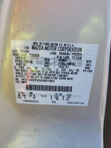 Photo 10 from auction – 2005 MAZDA TRIBUTE I with VIN 4F2YZ02ZX5KM01863