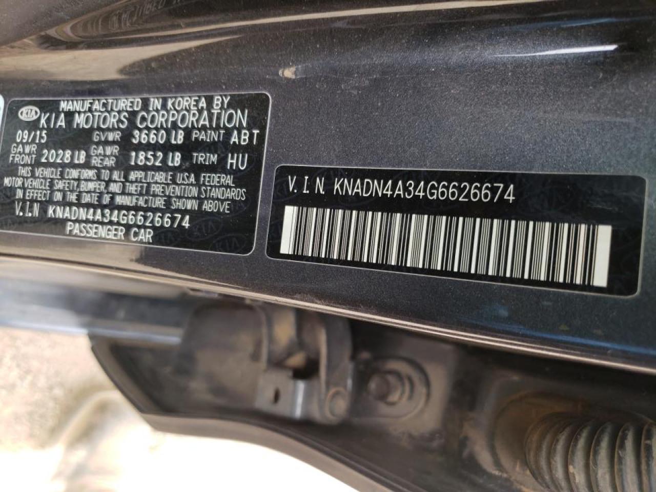 Photo 10 from auction – 2016 KIA RIO EX with VIN KNADN4A34G6626674