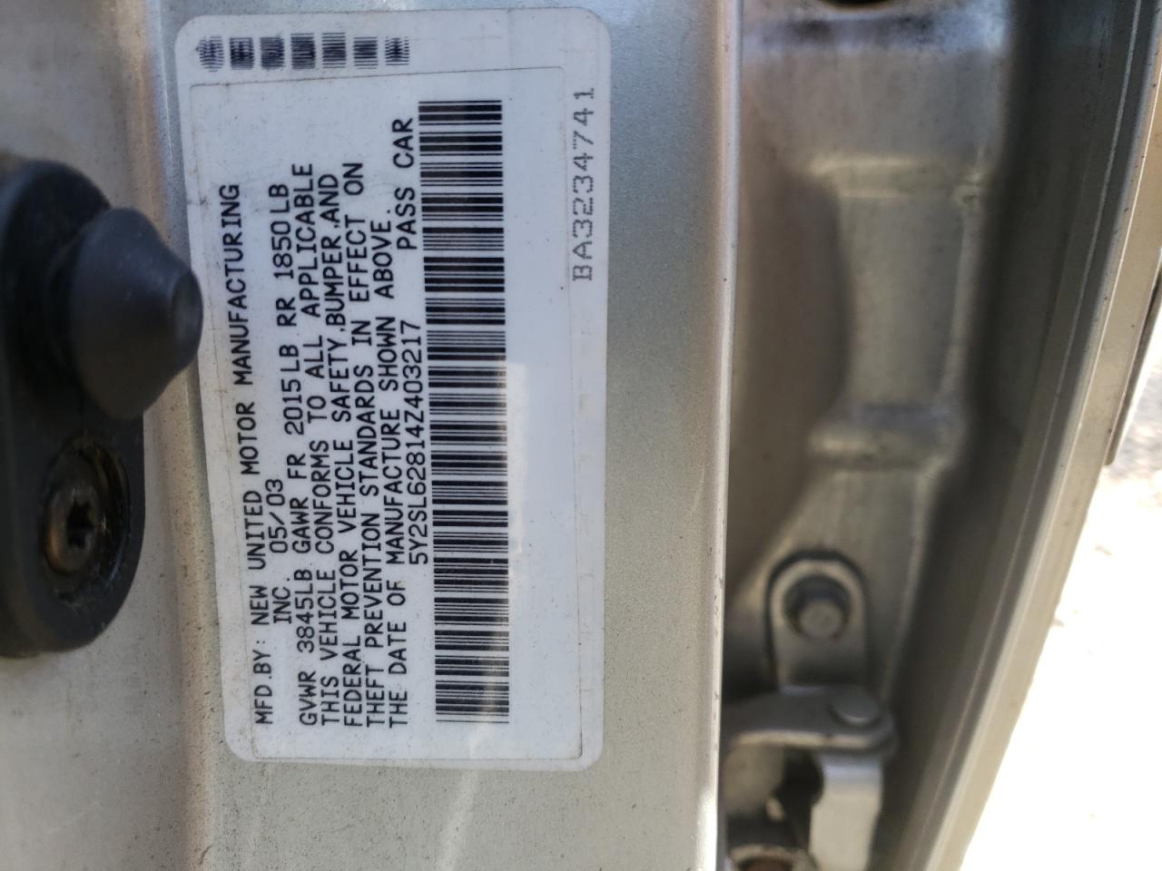 Photo 10 from auction – 2004 PONTIAC VIBE with VIN 5Y2SL62814Z403217