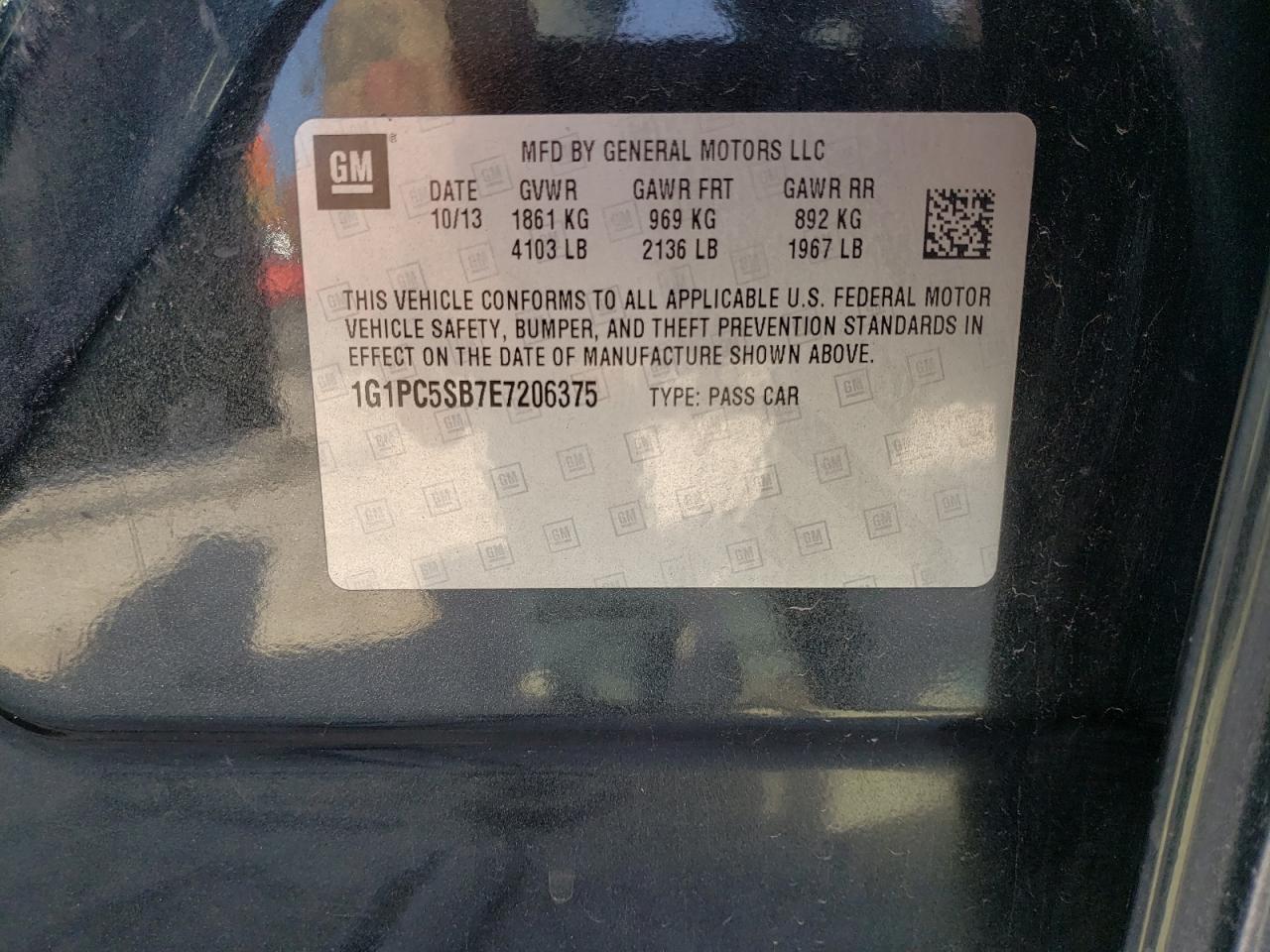 Photo 10 from auction – 2014 CHEVROLET CRUZE LT with VIN 1G1PC5SB7E7206375