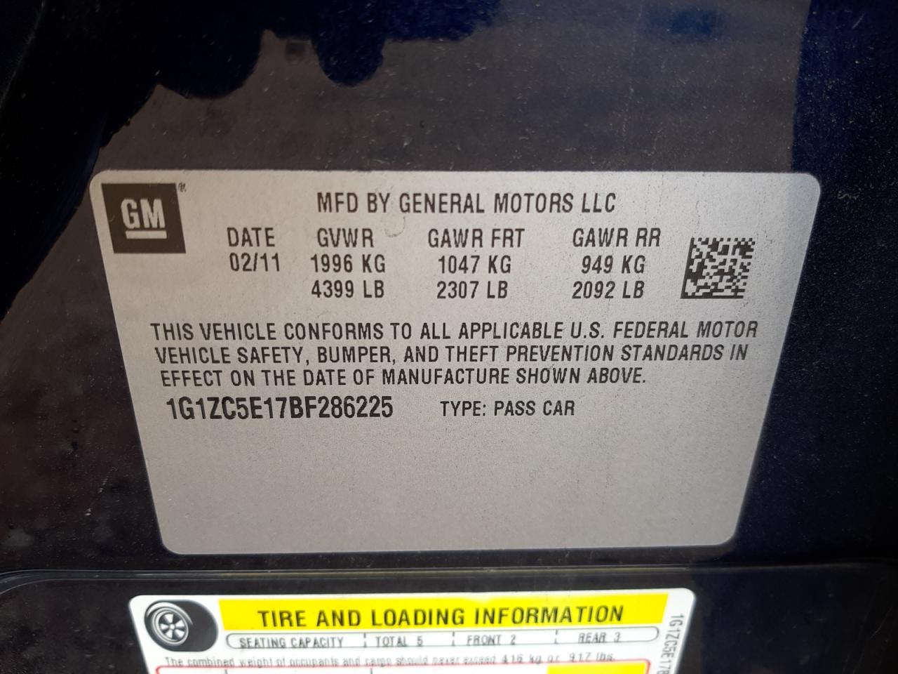 Photo 10 from auction – 2011 CHEVROLET MALIBU 1LT with VIN 1G1ZC5E17BF286225