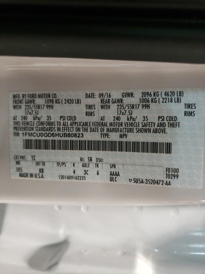 Photo 10 from auction – 2017 FORD ESCAPE with VIN 1FMCU0GD6HUB80823