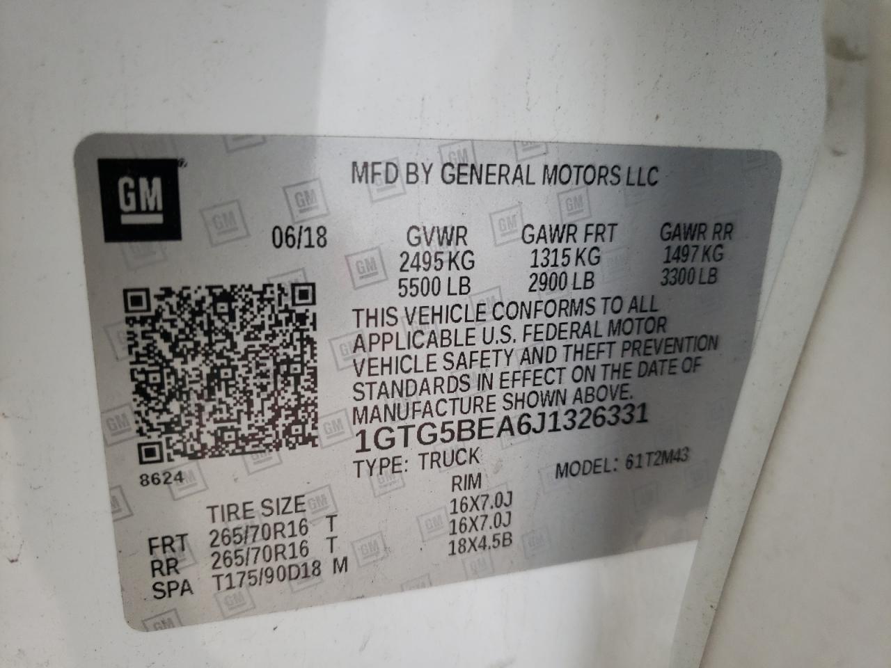 Photo 10 from auction – 2018 GMC CANYON with VIN 1GTG5BEA6J1326331