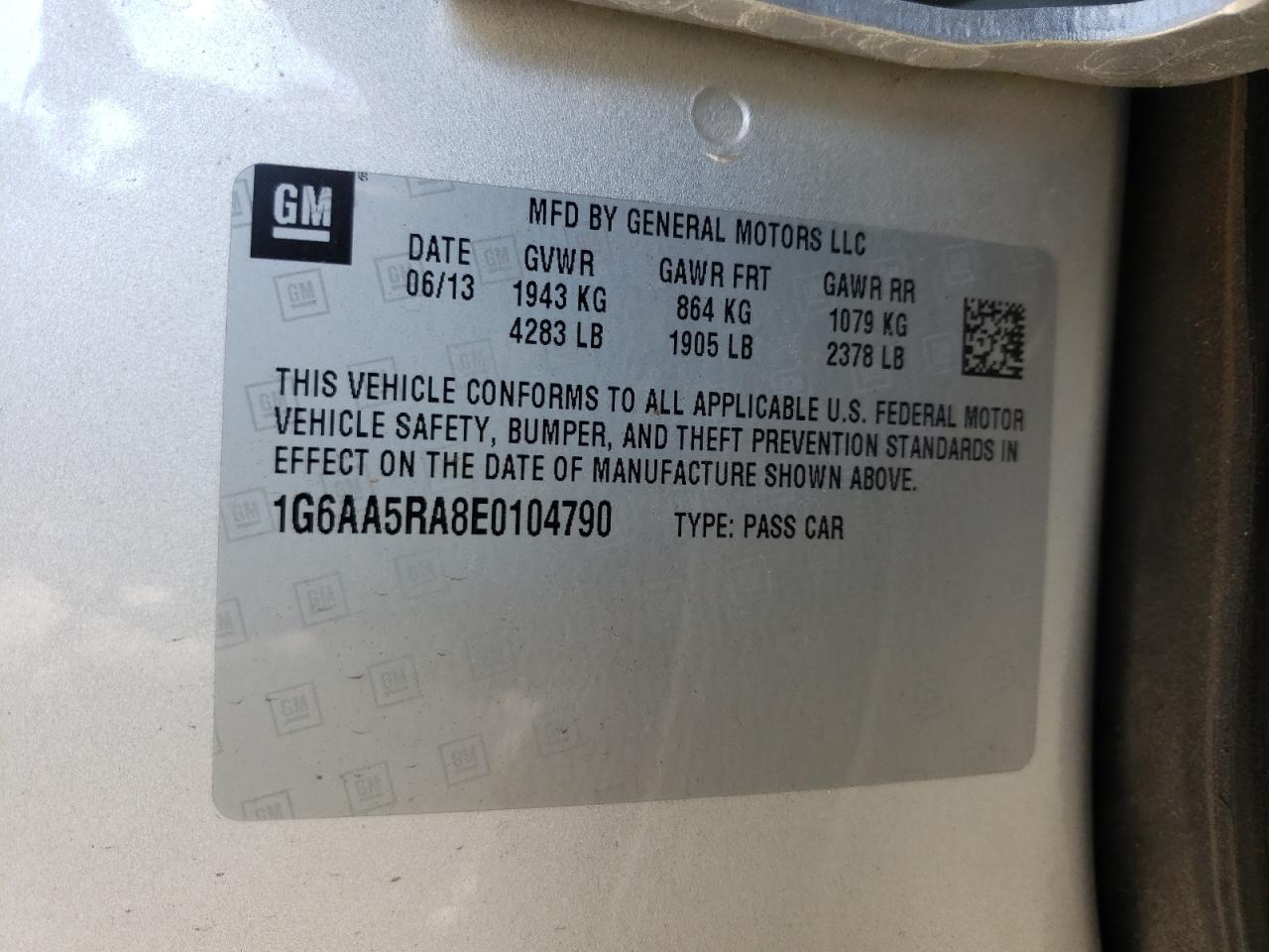 Photo 10 from auction – 2014 CADILLAC ATS with VIN 1G6AA5RA8E0104790