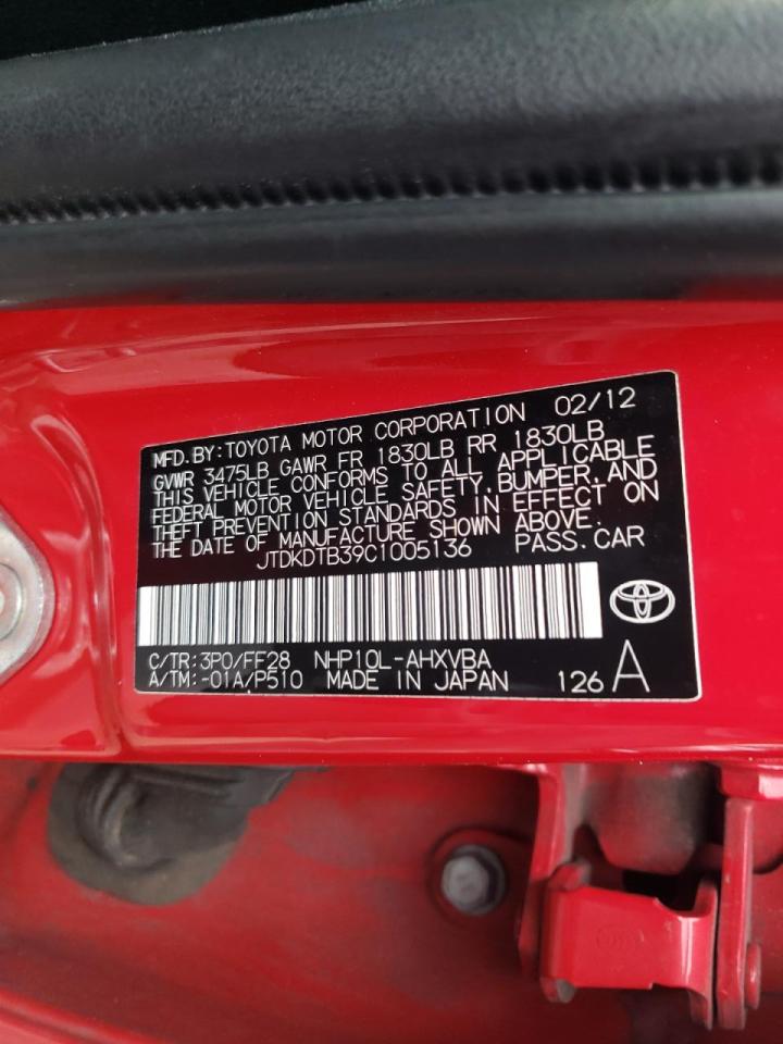Photo 10 from auction – 2012 TOYOTA PRIUS C with VIN JTDKDTB39C1005136