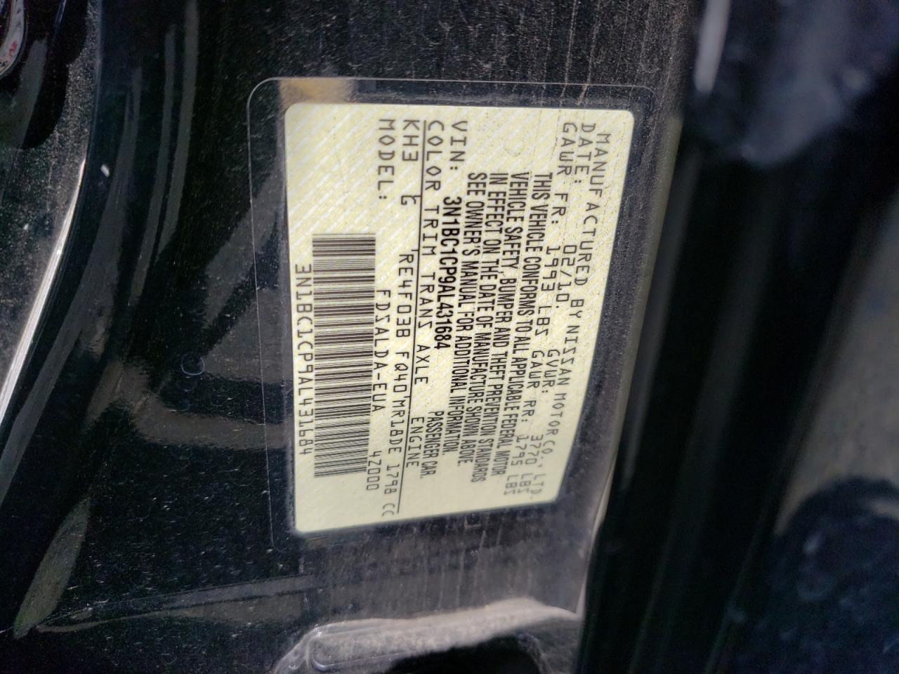 Photo 10 from auction – 2010 NISSAN VERSA S with VIN 3N1BC1CP9AL431684