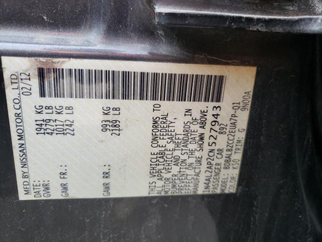 Photo 10 from auction – 2012 NISSAN ALTIMA BAS with VIN 1N4AL2AP2CN527943