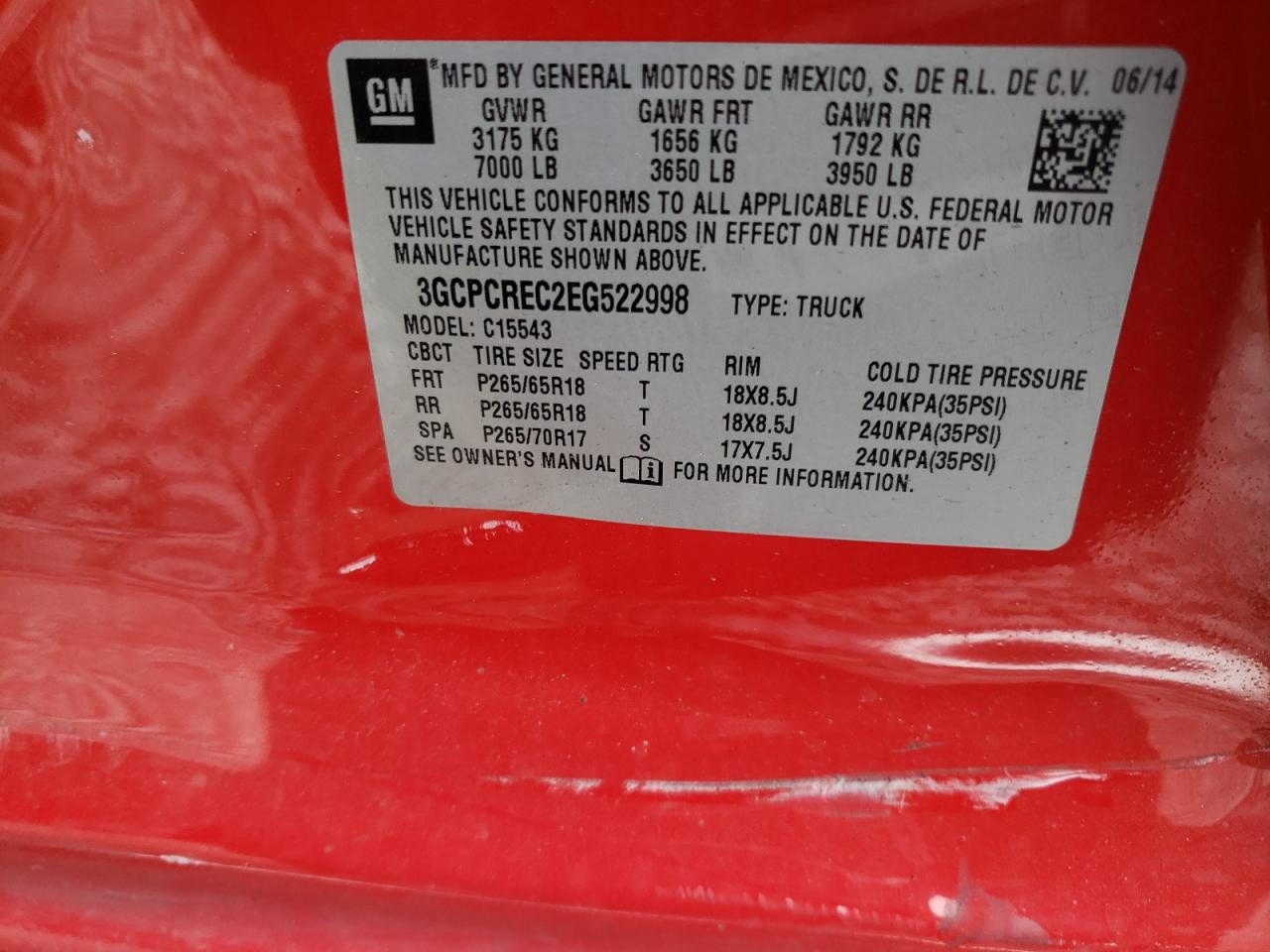 Photo 10 from auction – 2014 CHEVROLET 1500 with VIN 3GCPCREC2EG522998