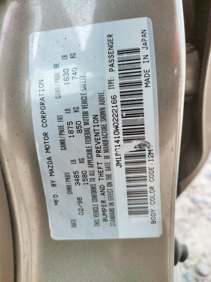 Photo 10 from auction – 1998 MAZDA PROTEGE DX with VIN JM1BC1410W0222166