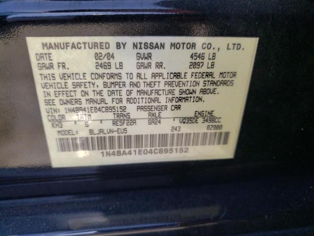 Photo 10 from auction – 2004 NISSAN MAXIMA SE with VIN 1N4BA41E04C895152