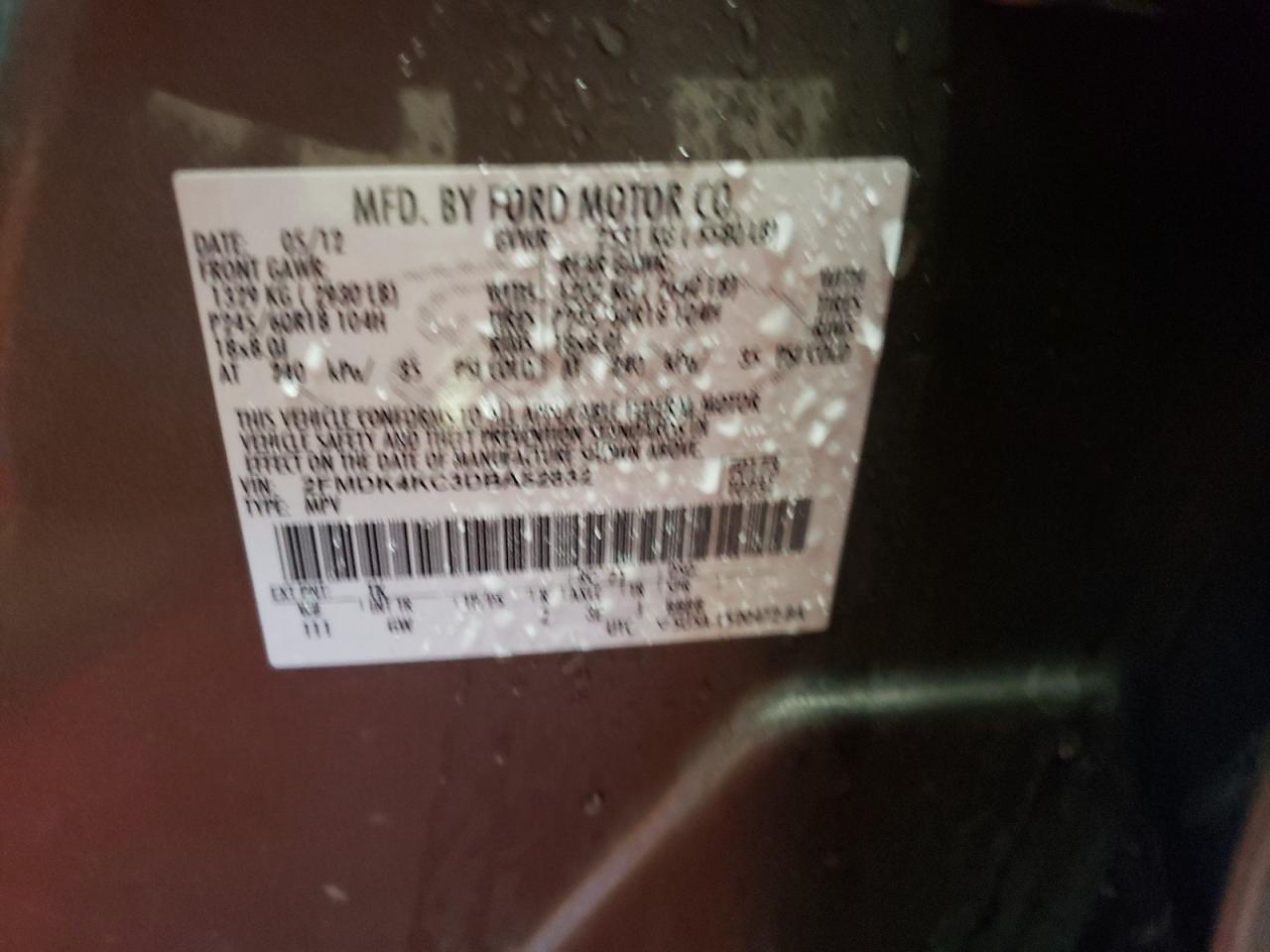 Photo 10 from auction – 2013 FORD EDGE LIMIT with VIN 2FMDK4KC3DBA52832