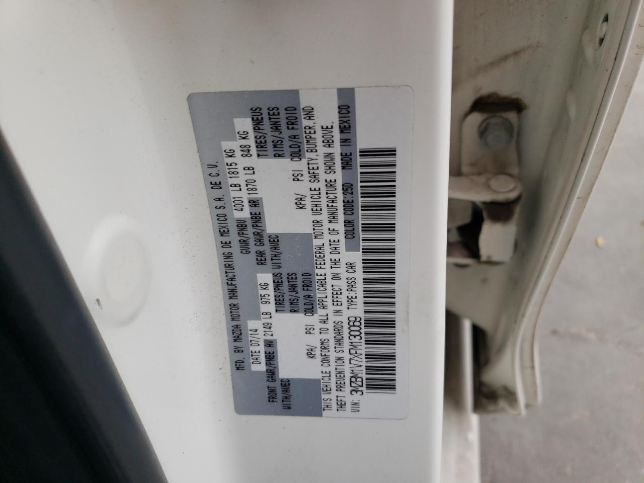 Photo 10 from auction – 2015 MAZDA 3 TOURING with VIN 3MZBM1V7XFM130069