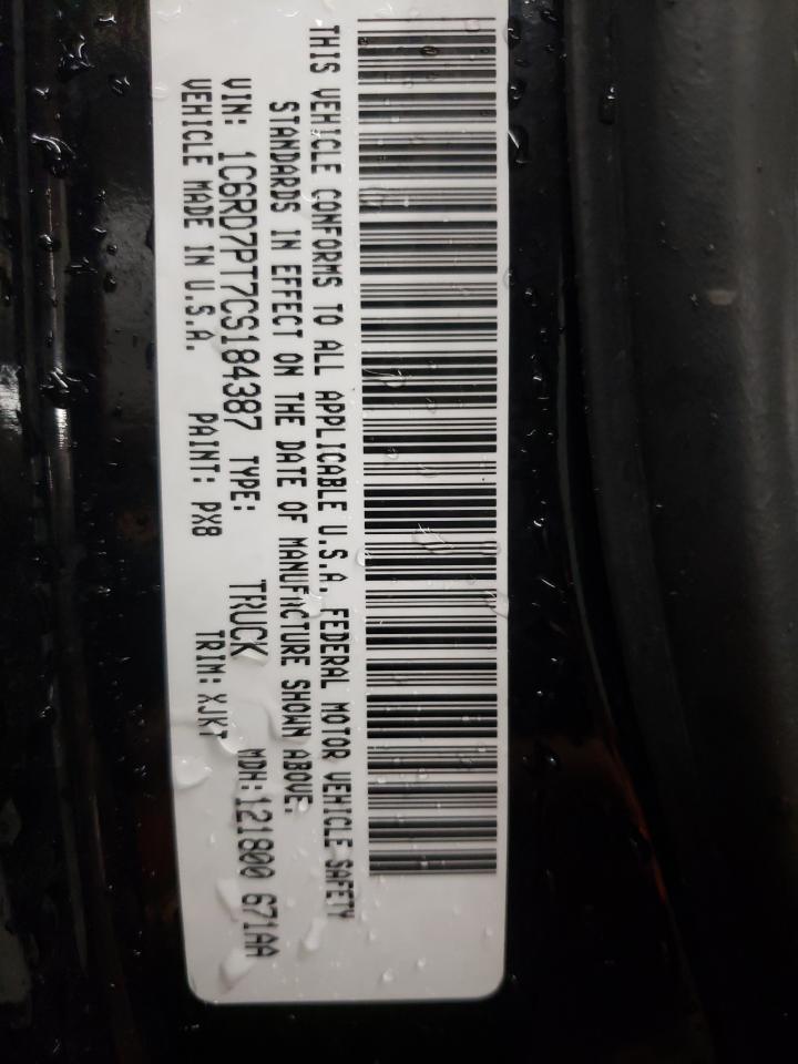 Photo 10 from auction – 2012 DODGE RAM 1500 L with VIN 1C6RD7PT7CS184387