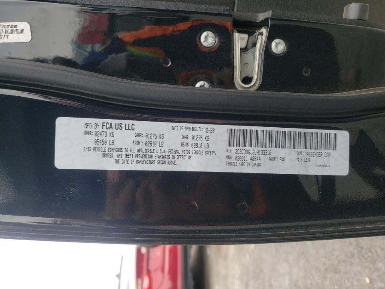 Photo 10 from auction – 2020 DODGE CHARGER SC with VIN 2C3CDXGJ3LH133316