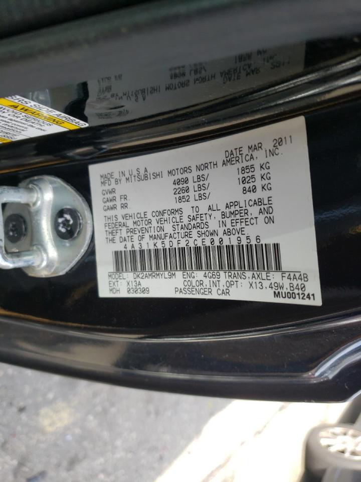 Photo 10 from auction – 2012 MITSUBISHI ECLIPSE GS with VIN 4A31K5DF2CE001956