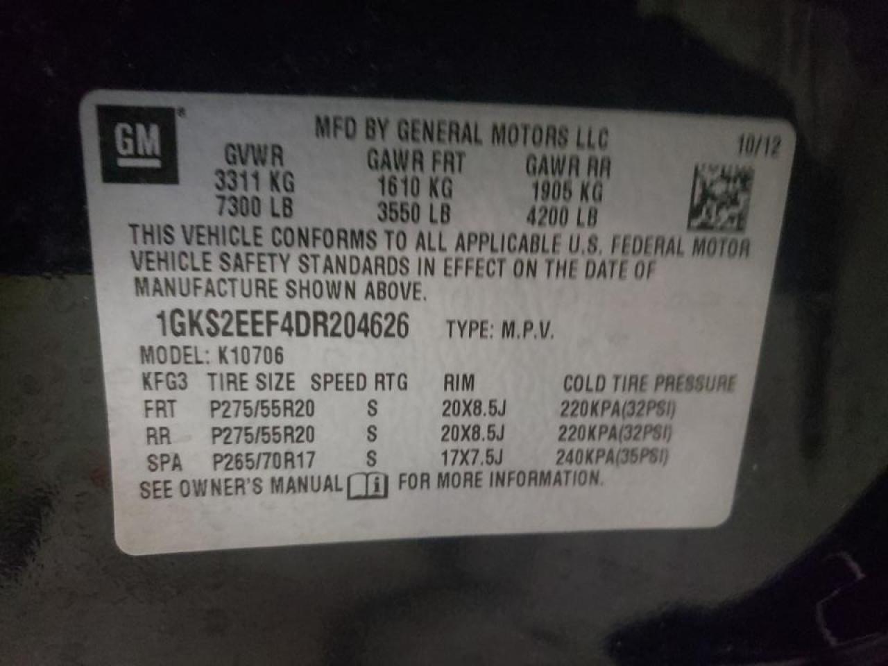 Photo 10 from auction – 2013 GMC YUKON DENA with VIN 1GKS2EEF4DR204626