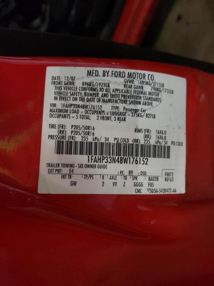 Photo 10 from auction – 2008 FORD FOCUS SE with VIN 1FAHP33N48W176152
