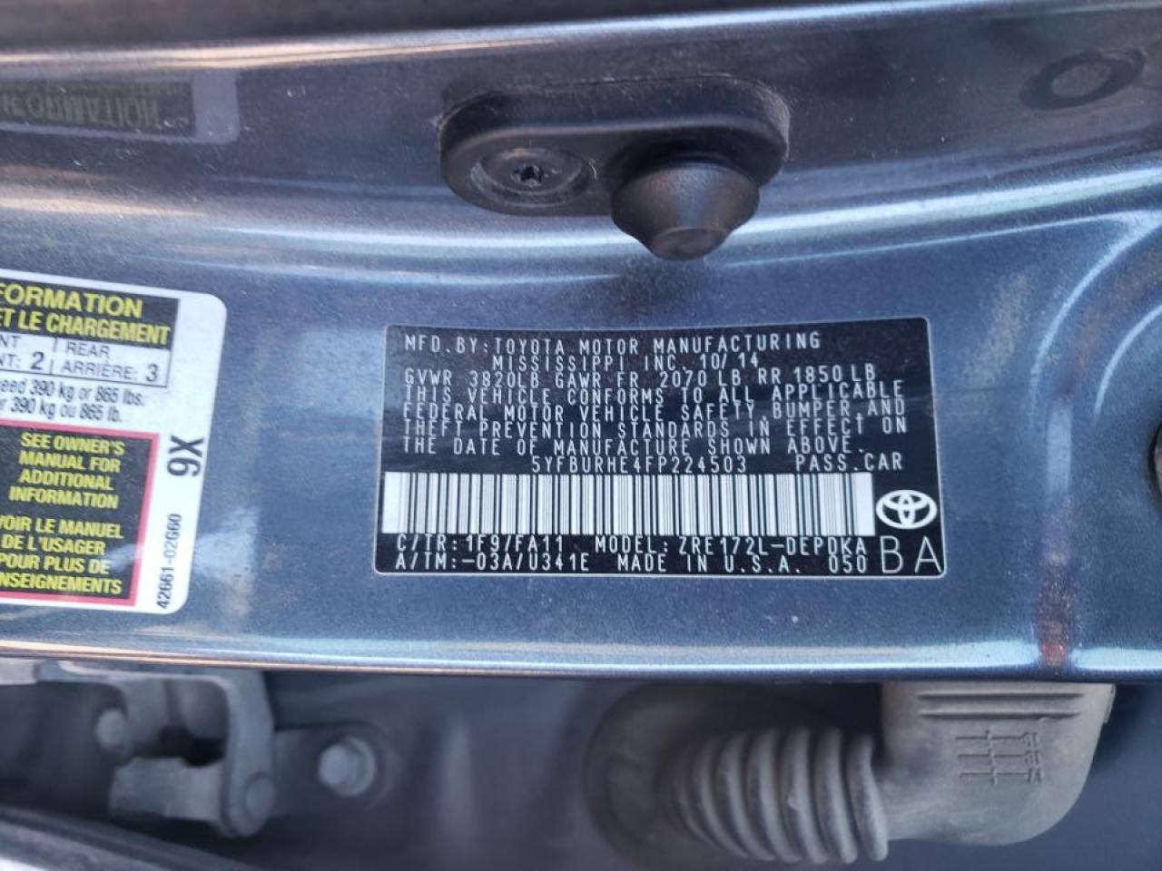Photo 10 from auction – 2015 TOYOTA COROLLA L with VIN 5YFBURHE4FP224503
