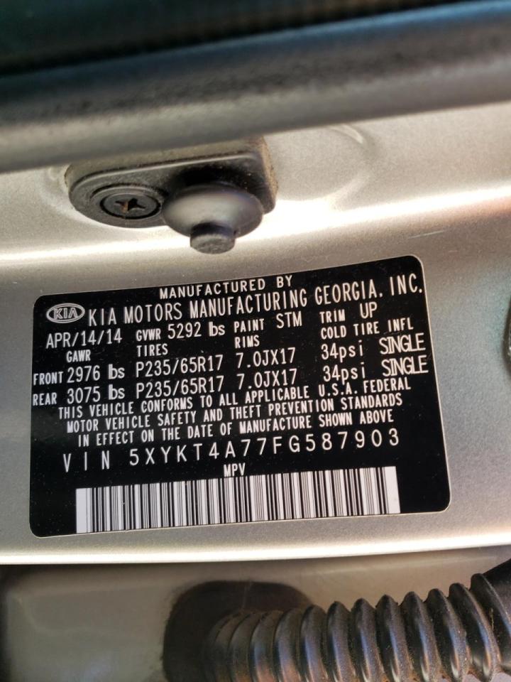 Photo 10 from auction – 2015 KIA SORENTO LX with VIN 5XYKT4A77FG587903