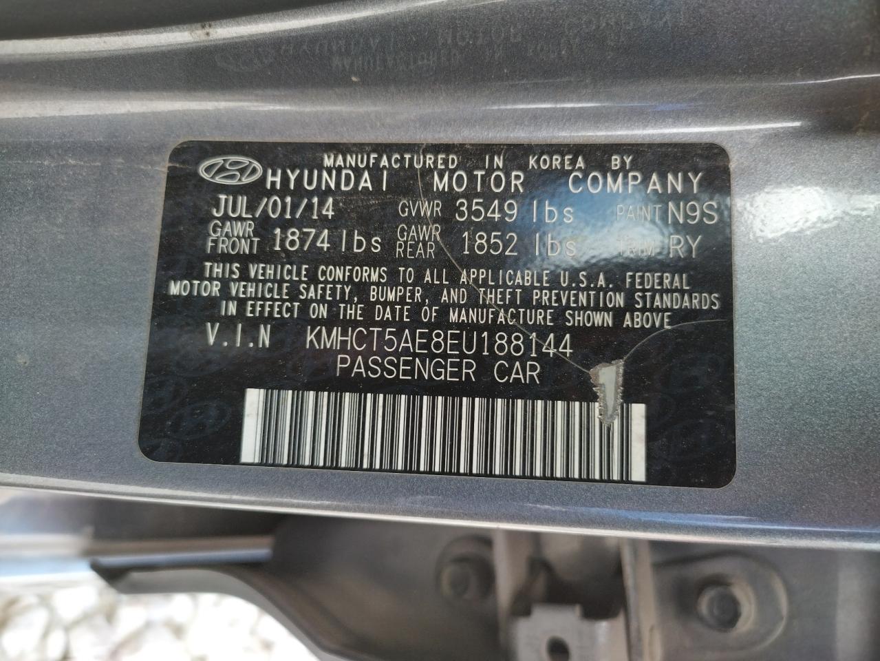 Photo 10 from auction – 2014 HYUNDAI ACCENT GLS with VIN KMHCT5AE8EU188144
