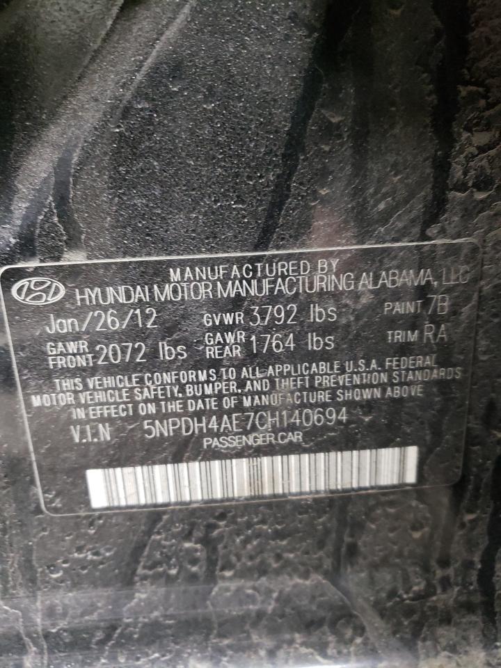 Photo 10 from auction – 2012 HYUNDAI ELANTRA GL with VIN 5NPDH4AE7CH140694