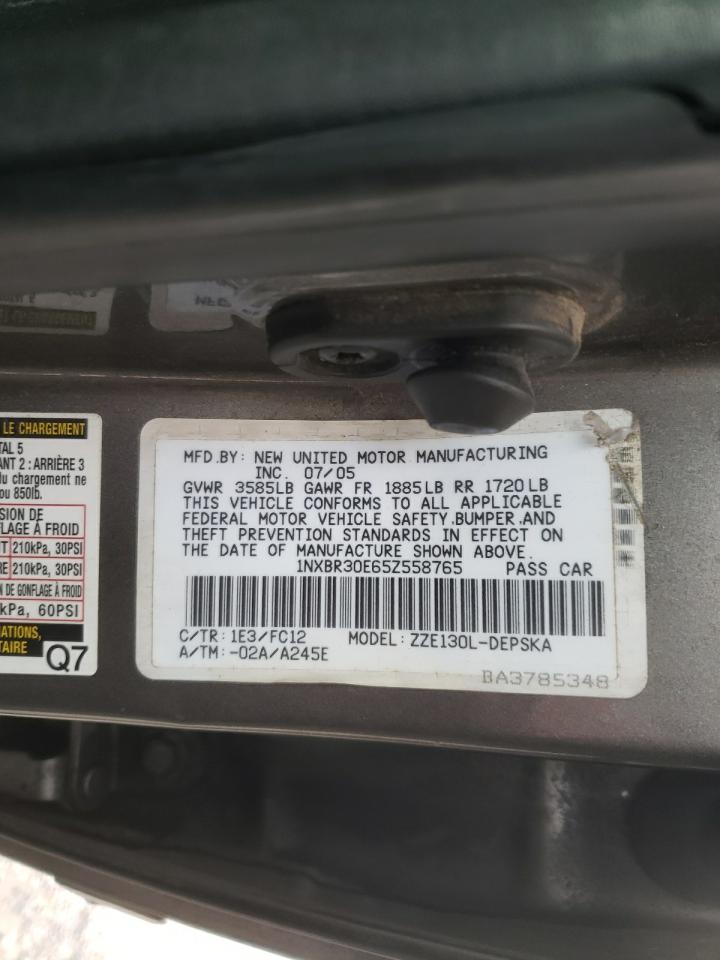 Photo 10 from auction – 2005 TOYOTA COROLLA CE with VIN 1NXBR30E65Z558765