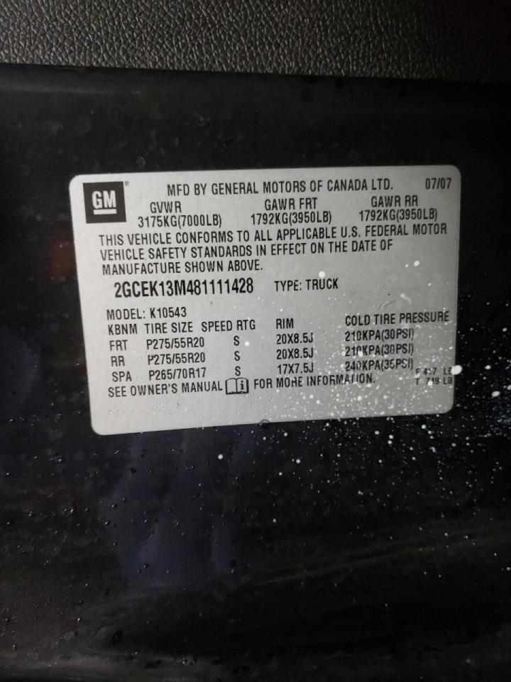 Photo 10 from auction – 2008 CHEVROLET SILVERADO with VIN 2GCEK13M481111428