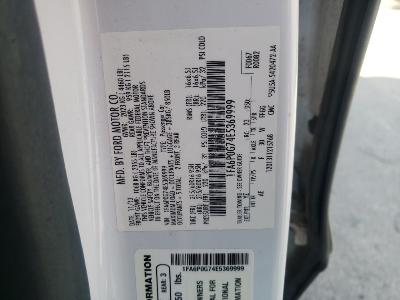 Photo 10 from auction – 2014 FORD FUSION S with VIN 1FA6P0G74E5369999