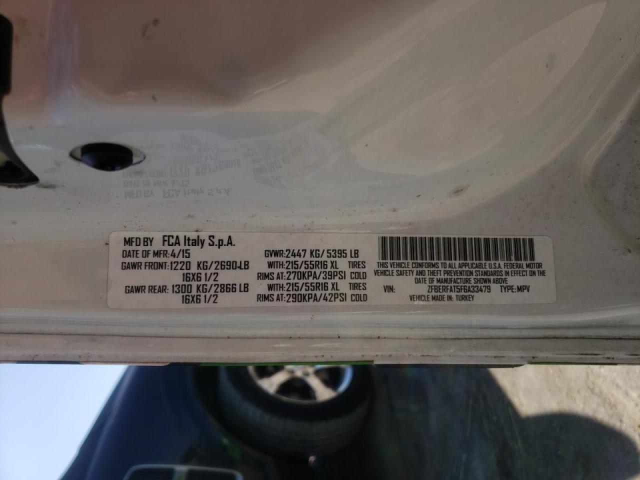 Photo 10 from auction – 2015 RAM PROMASTER with VIN ZFBERFAT5F6A33479