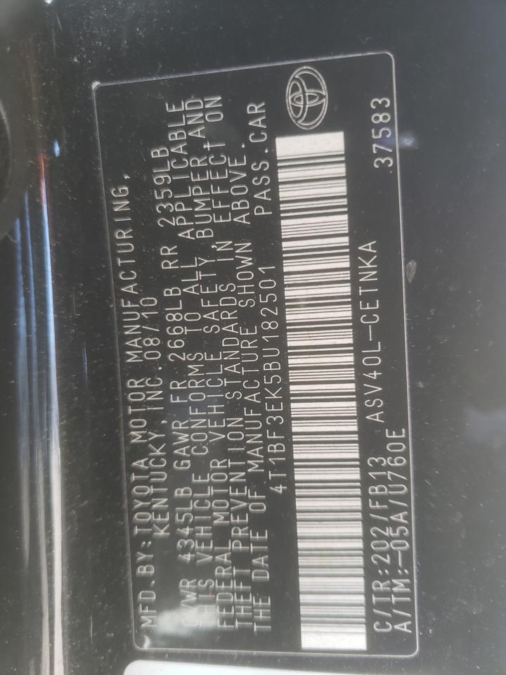 Photo 10 from auction – 2011 TOYOTA CAMRY BASE with VIN 4T1BF3EK5BU182501