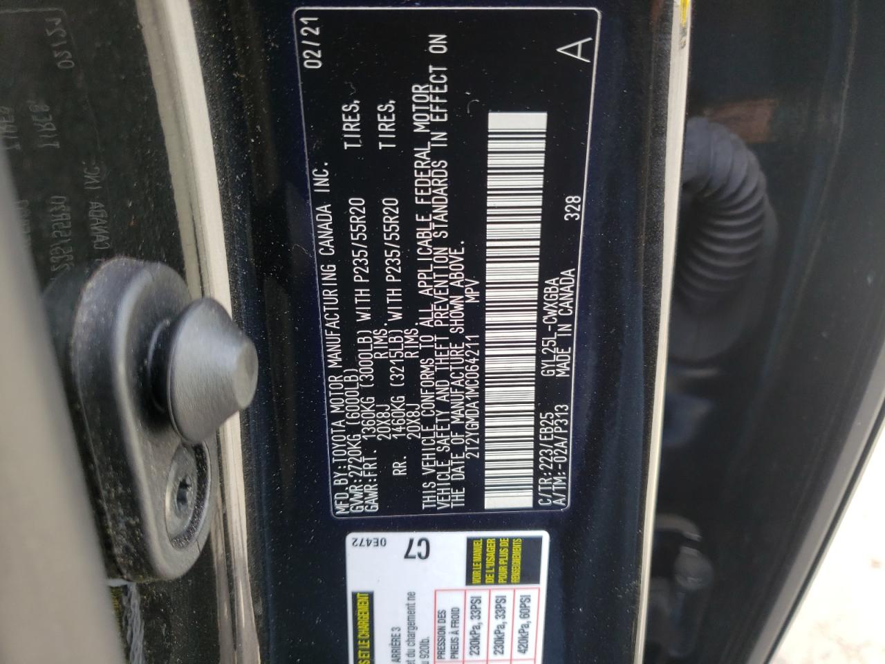 Photo 10 from auction – 2021 LEXUS RX 450H F- with VIN 2T2YGMDA1MC064211