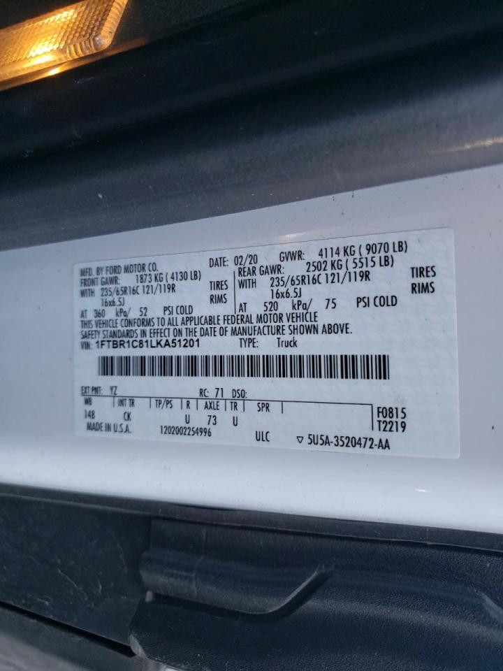 Photo 10 from auction – 2020 FORD TRANSIT T- with VIN 1FTBR1C81LKA51201