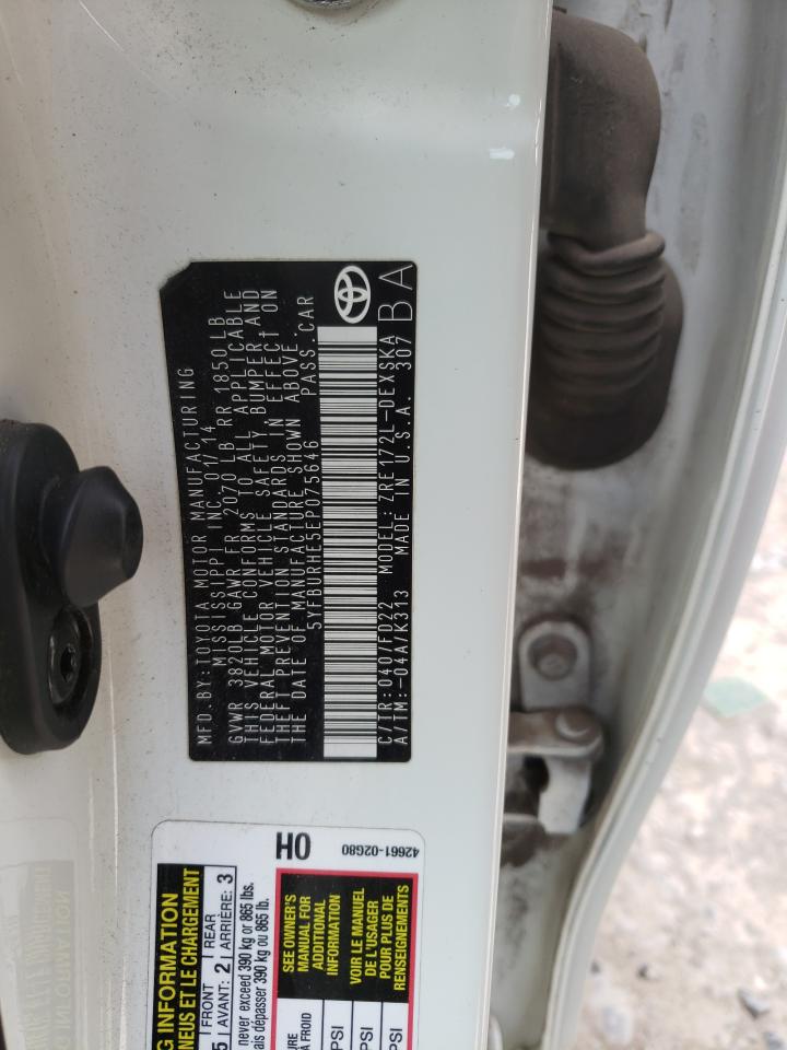 Photo 10 from auction – 2014 TOYOTA COROLLA L with VIN 5YFBURHE5EP075646