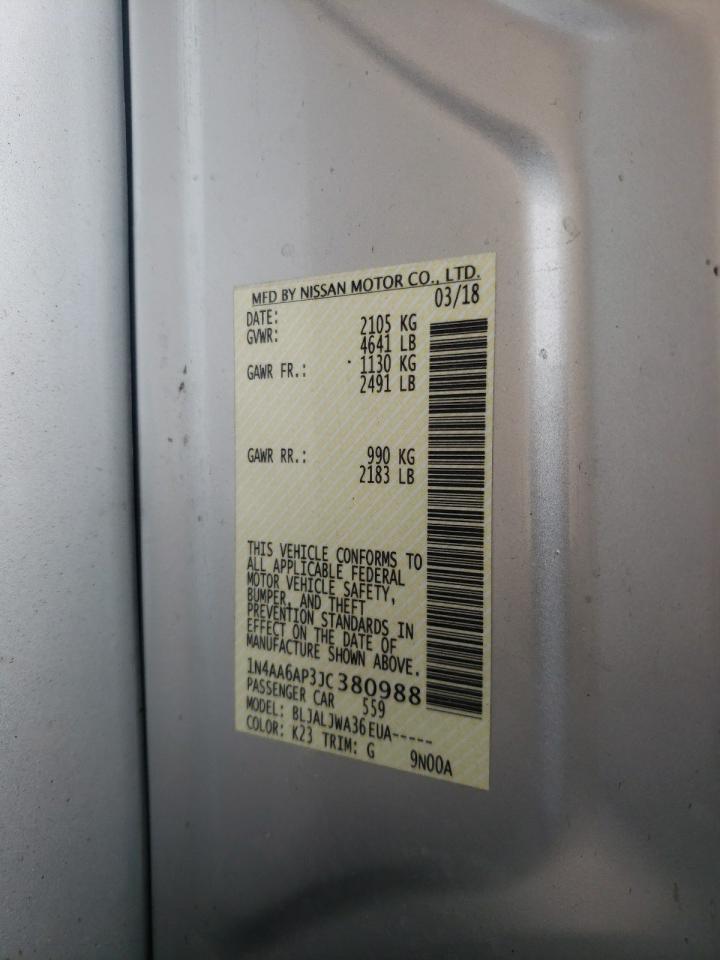 Photo 10 from auction – 2018 NISSAN MAXIMA 3.5 with VIN 1N4AA6AP3JC380988