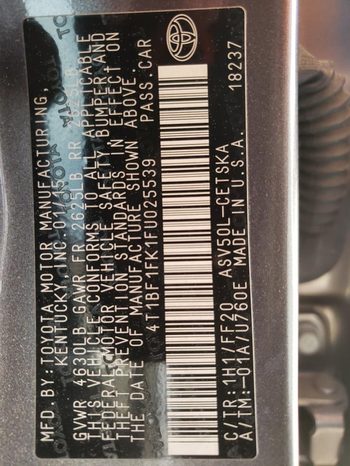 Photo 10 from auction – 2015 TOYOTA CAMRY LE with VIN 4T1BF1FK1FU025539