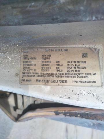 Photo 10 from auction – 2020 TESLA MODEL 3 with VIN 5YJ3E1EA8LF706533