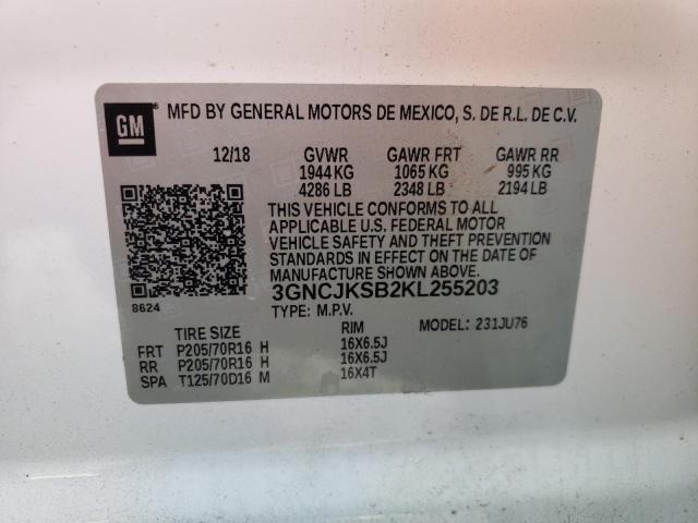 Photo 10 from auction – 2019 CHEVROLET TRAX LS with VIN 3GNCJKSB2KL255203