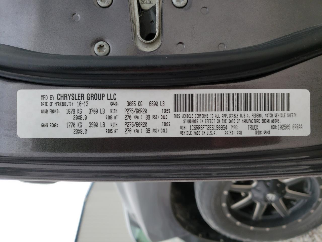 Photo 10 from auction – 2014 RAM 1500 ST with VIN 1C6RR6FT2ES190954
