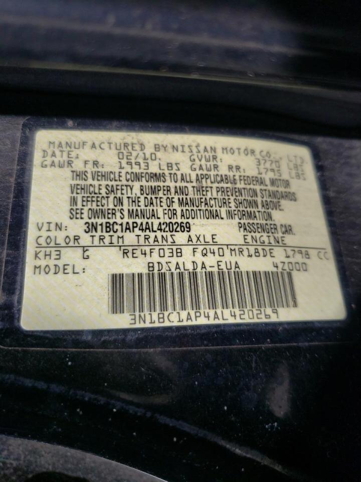 Photo 10 from auction – 2010 NISSAN VERSA S with VIN 3N1BC1AP4AL420269
