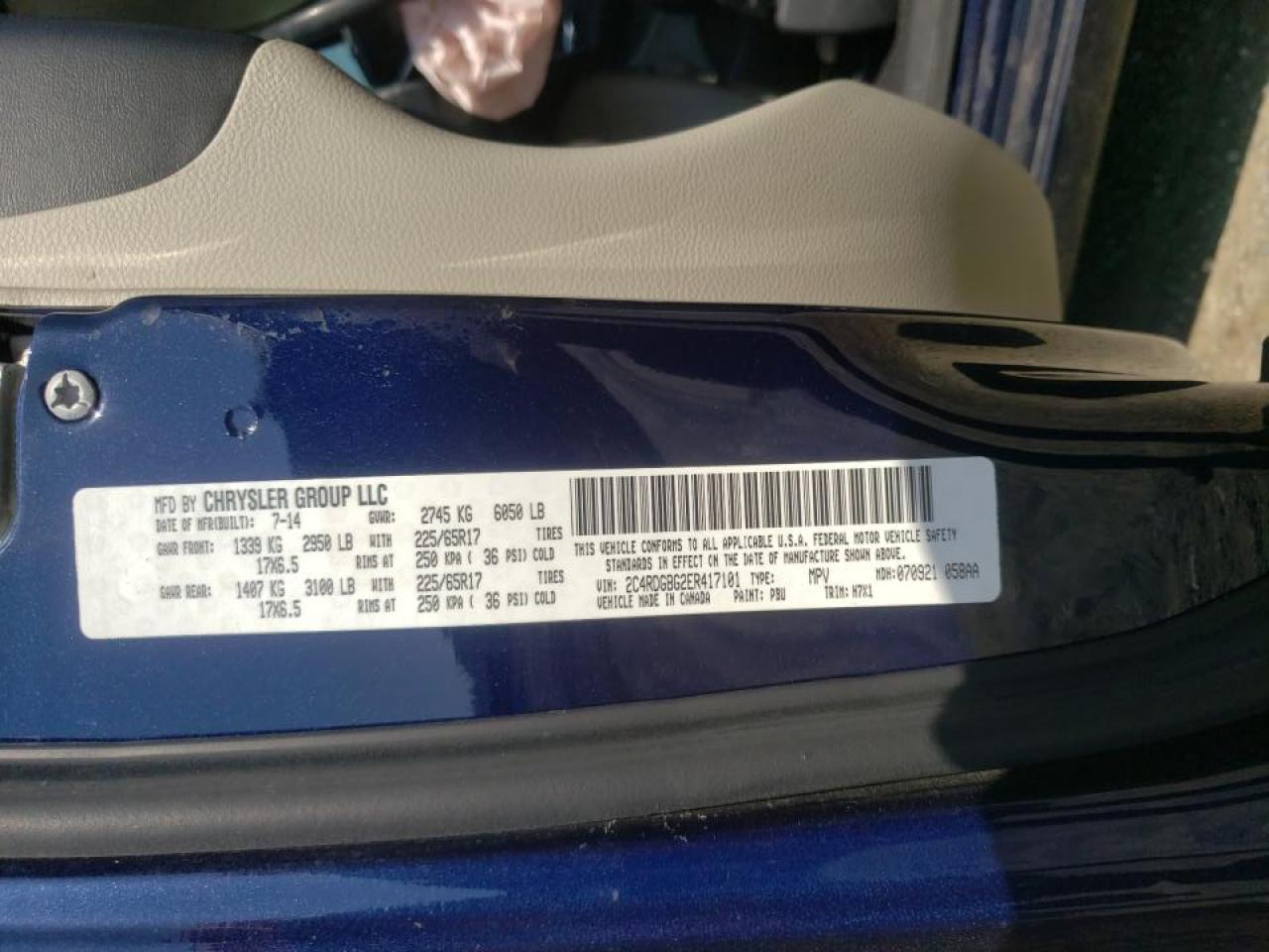 Photo 10 from auction – 2014 DODGE GRAND CARA with VIN 2C4RDGBG2ER417101