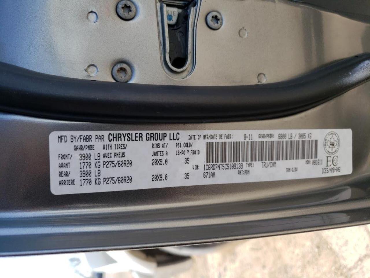 Photo 10 from auction – 2012 DODGE RAM 1500 L with VIN 1C6RD7NT5CS109139