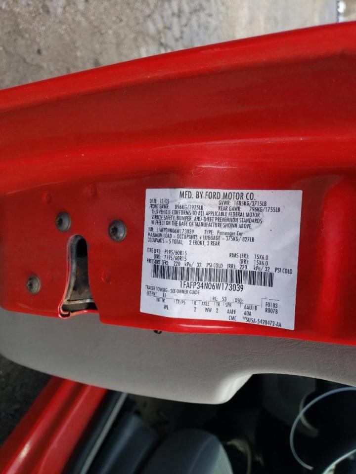 Photo 10 from auction – 2006 FORD FOCUS ZX4 with VIN 1FAFP34N06W173039