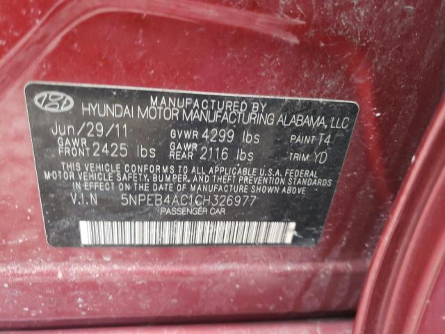 Photo 10 from auction – 2012 HYUNDAI SONATA GLS with VIN 5NPEB4AC1CH326977