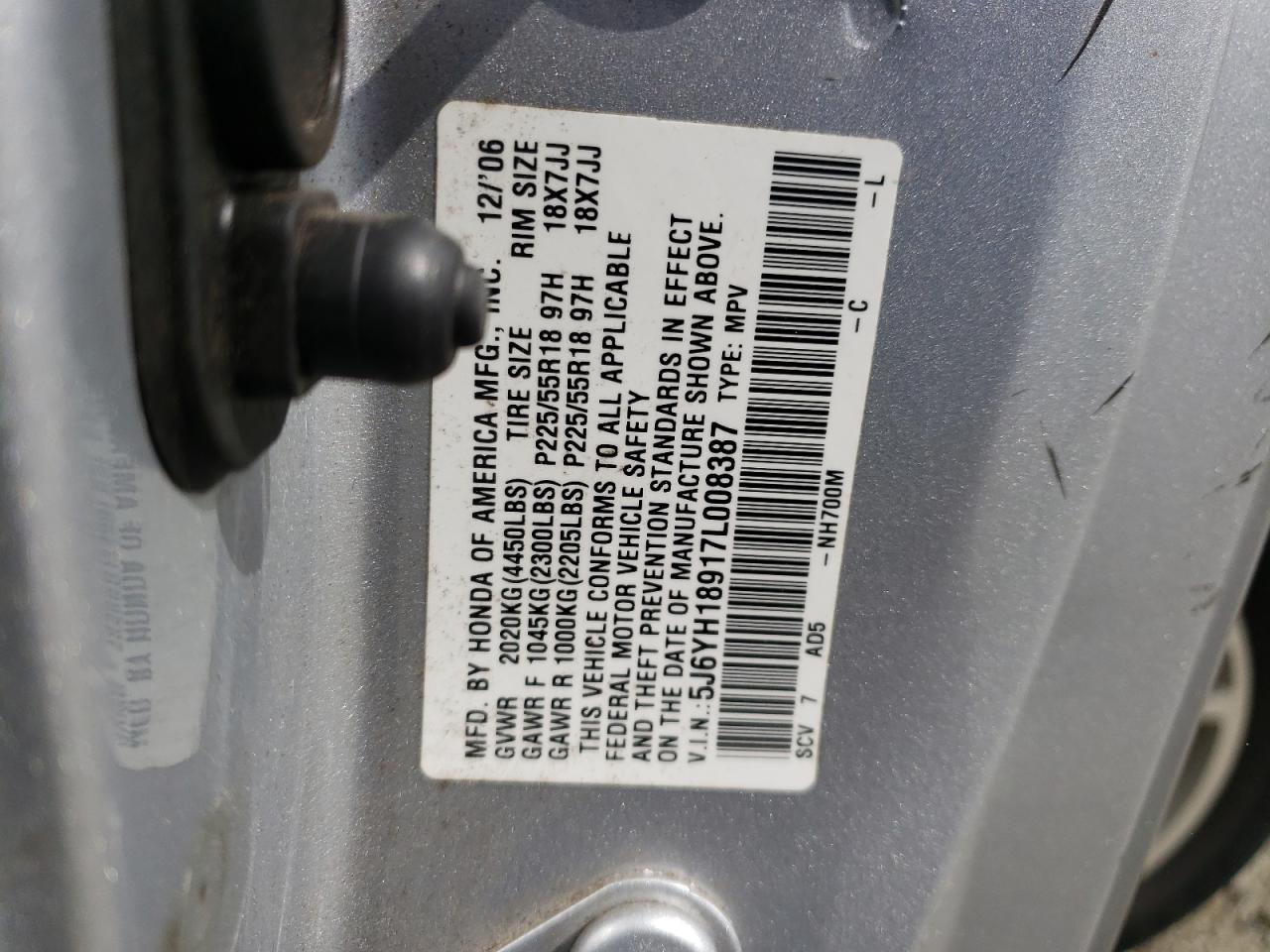 Zdjęcie 10 z aukcji – 2007 HONDA ELEMENT SC z VIN 5J6YH18917L008387