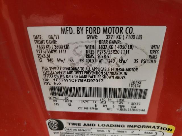 Photo 10 from auction – 2011 FORD F150 SUPER with VIN 1FTFW1CF7BKD97017